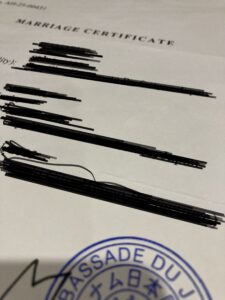 実際の婚姻証明書