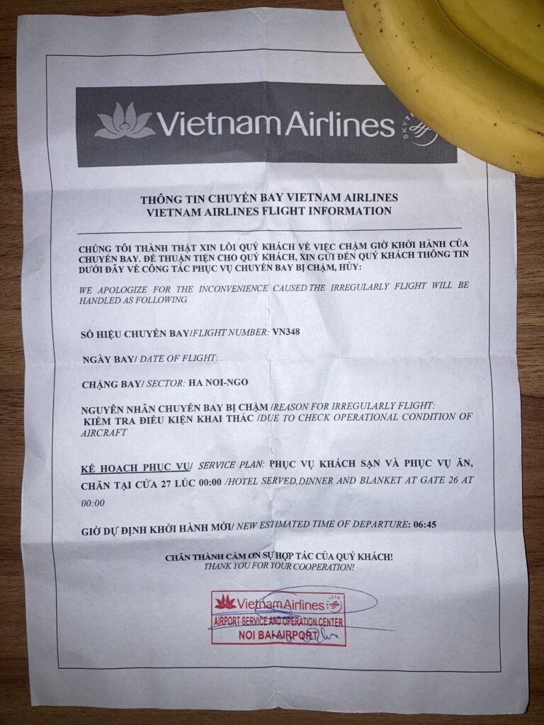 【体験談】ベトナム航空｜4時間遅延で80USDもらえる説